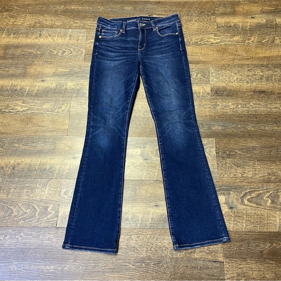 American Eagle Super Stretch Skinny Kick Jeans Womens Size 6 Bootcut Flare Blue - Picture 1 of 9